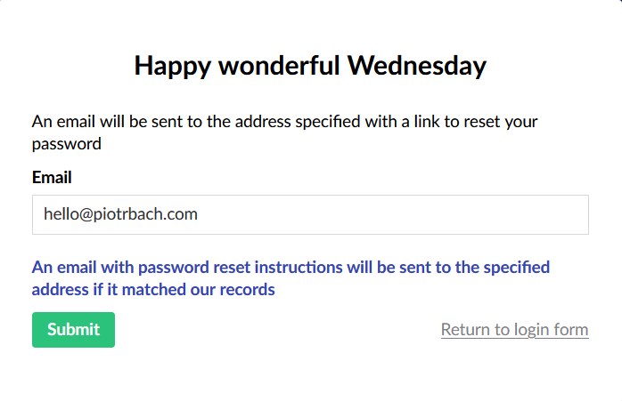 Umbraco welcome page – reset password summary