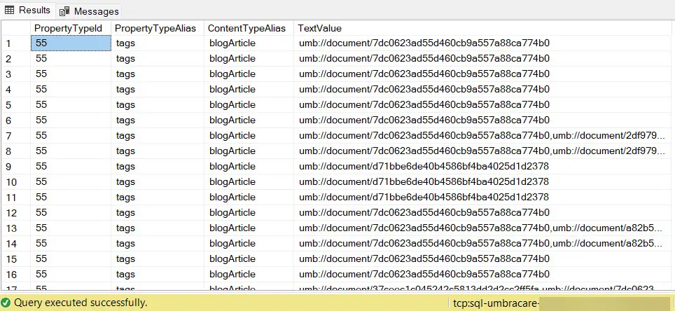 How to Examine Content Property Values for Given Data Type in Umbraco