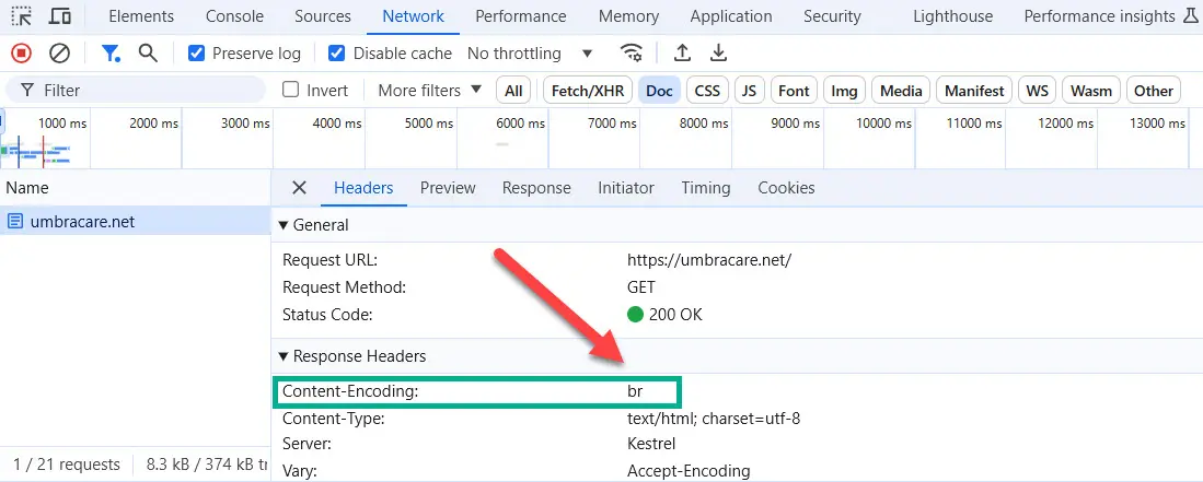 Chrome Dev Tools: Check Gzip/Brotli Compression
