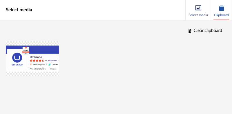 Select media from clipboard