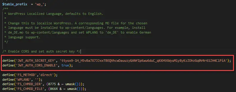 Configuring wp-config.php for JWT Authentication